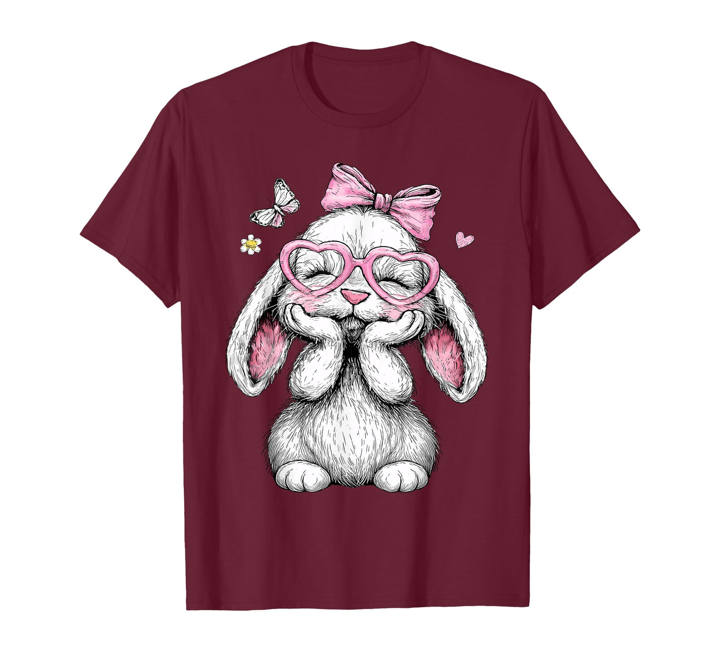 Girls Easter Cute Bunny Face Pink Easter Kids Toddler Girls T-Shirt