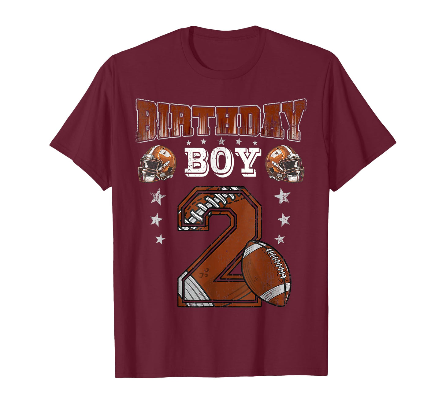 2nd Birthday Boy Football Lover Theme 2 Years Old T-Shirt