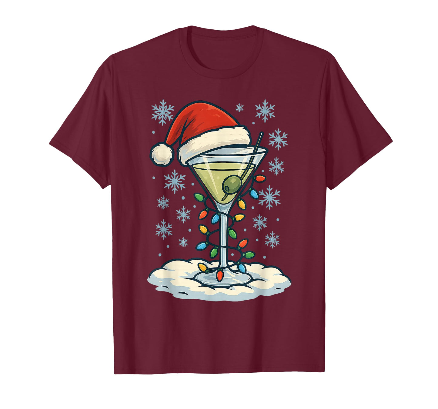 Fun Christmas Lights Wrapped On Dirty Dry Martini Lover T-Shirt