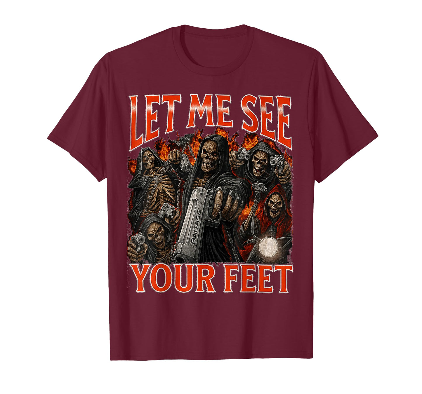 Let me See Your feet Funny Retro Grim Reaper Meme Joke T-Shirt