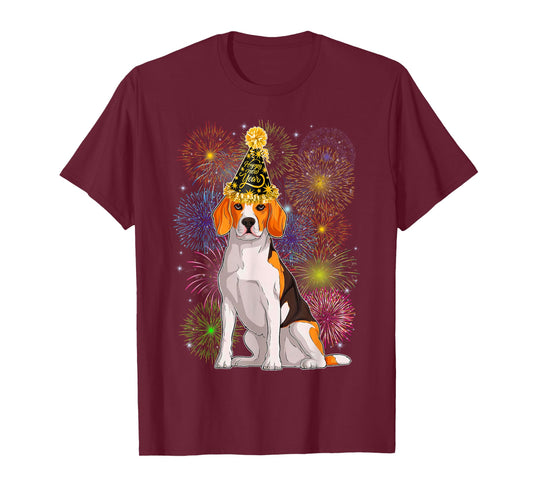Happy New Year 2026 Beagle Dog Party Hat New Years Eve Party T-Shirt