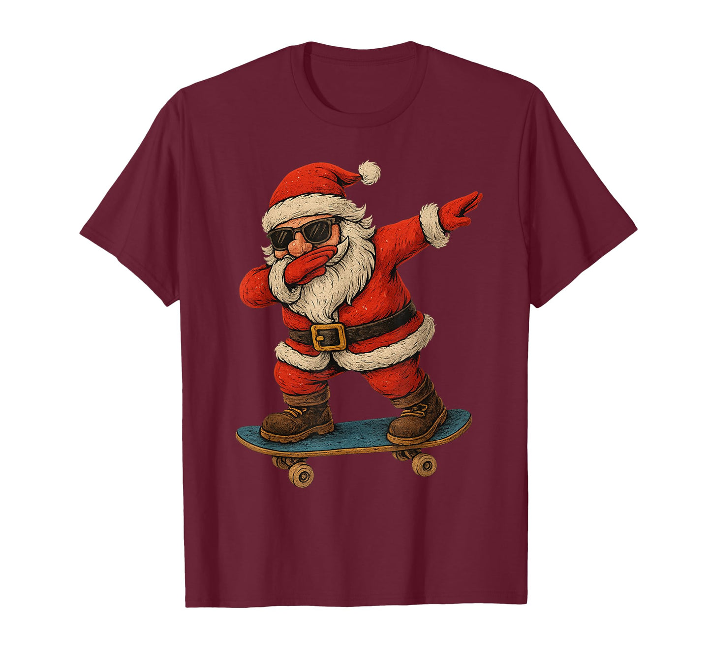 Dabbing Santa Claus Boys Skate Skateboard Christmas T-Shirt