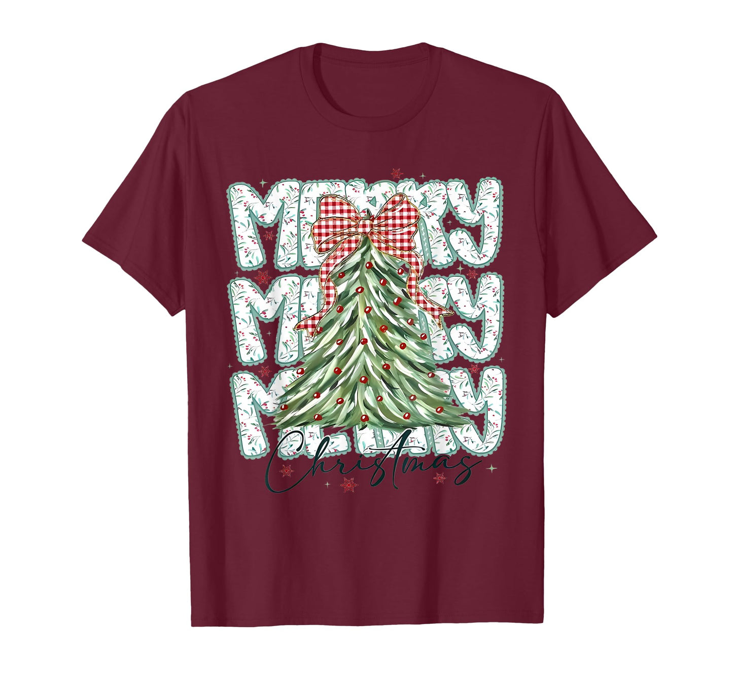 Merry Christmas Coquette Bow Tree Xmas T-Shirt