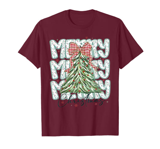 Merry Christmas Coquette Bow Tree Xmas T-Shirt