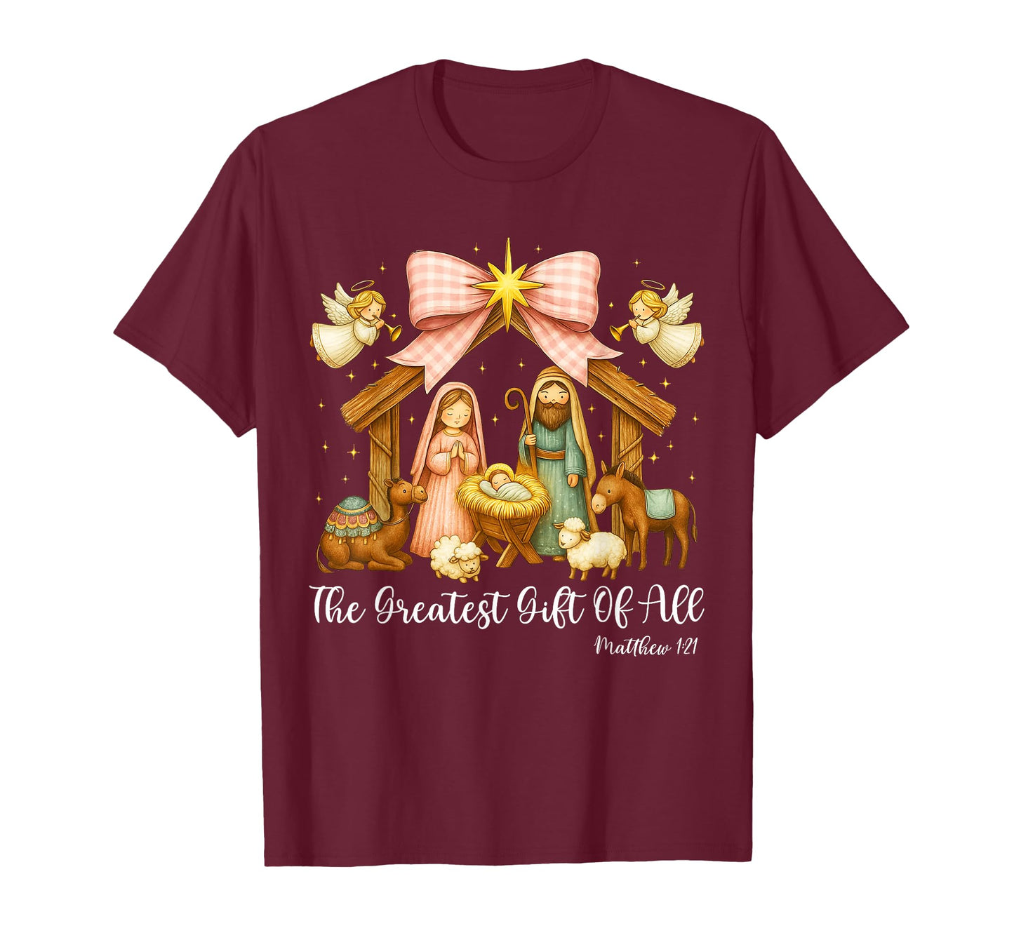 The Greatest Gift of All Nativity Scene Christian Christmas T-Shirt
