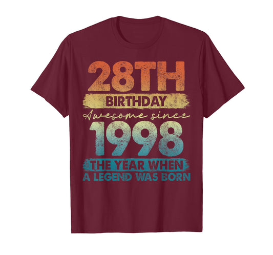 28 Year Old Gifts Vintage 1998 Limited Edition 28th Birthday T-Shirt