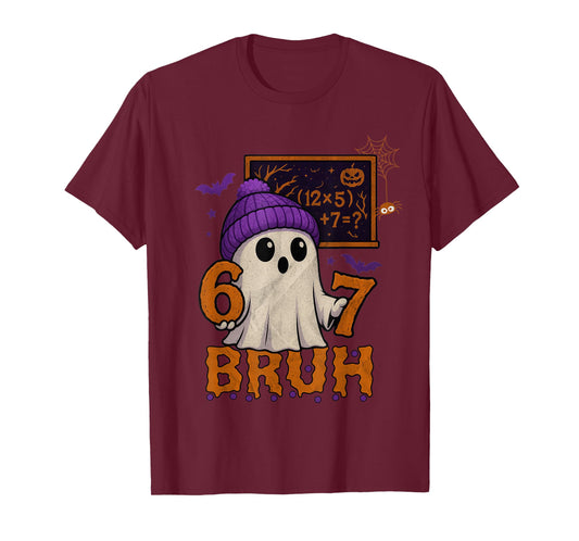 67 Teacher Halloween Ghost Six Seven Meme Math Equation Bruh T-Shirt