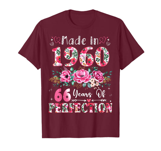 66 Year Old Made in 1960 Floral 66th Birthday Women T-Shirt
