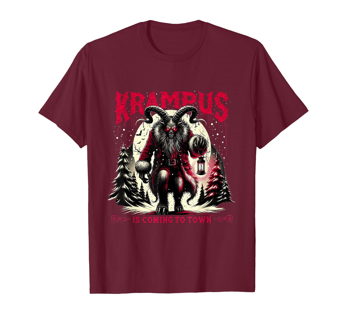 Krampus is Coming to Town Dark Christmas Horror Xmas Monster T-Shirt