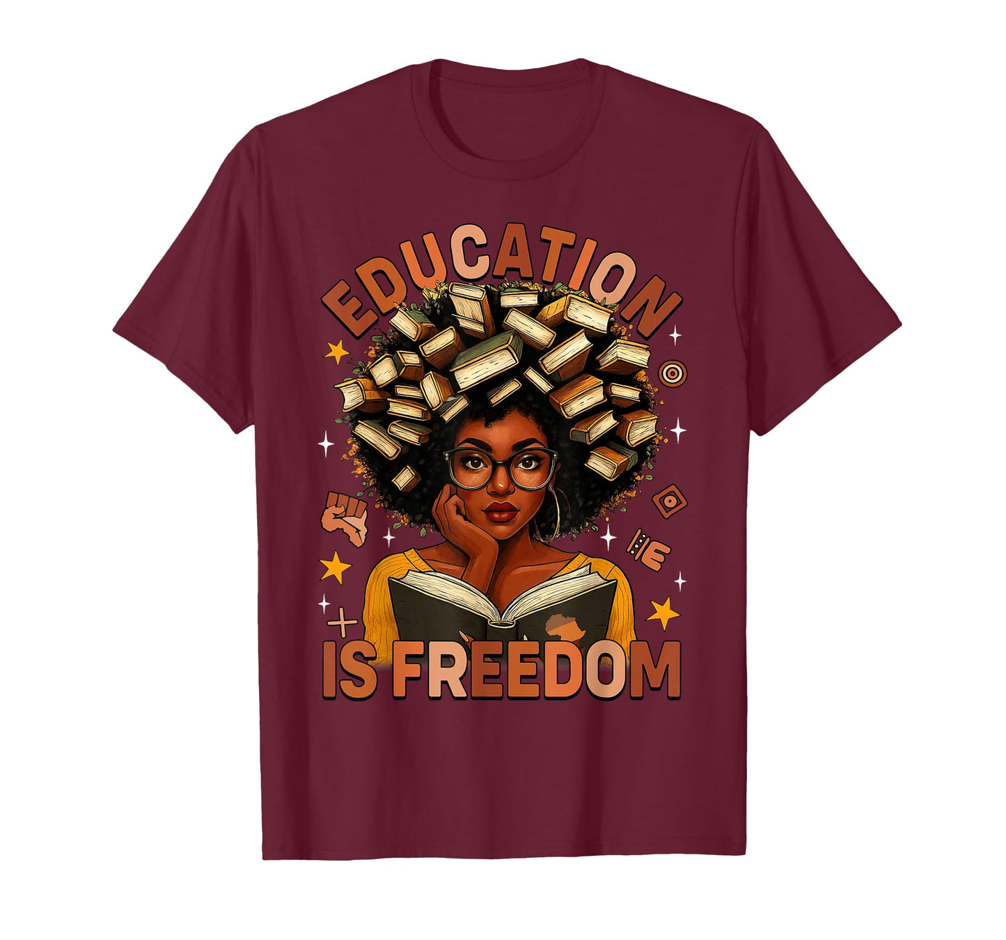 Education is Freedom Black Teacher Books Black History Month T-Shirt