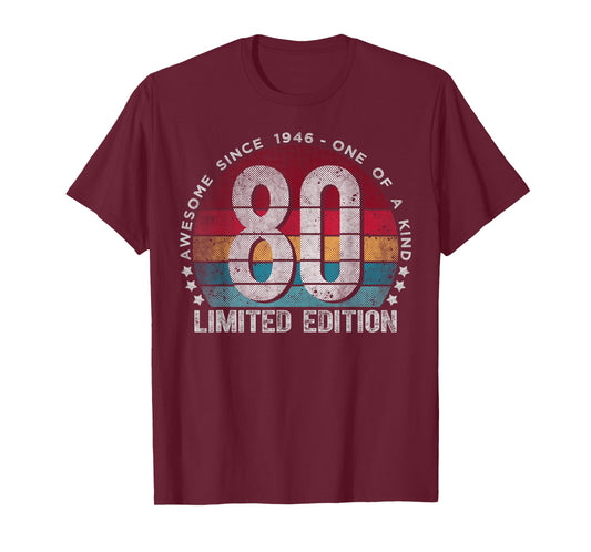80 Year Old Gifts Vintage 1946 Limited Edition 80th Birthday T-Shirt