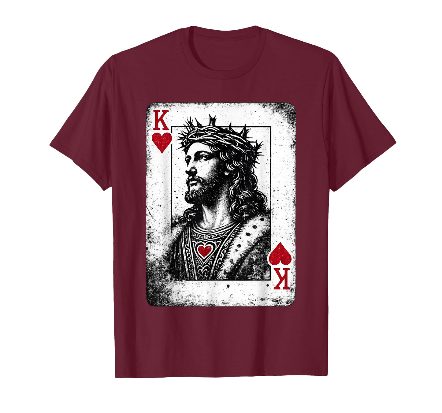 Jesus King of Hearts Retro Religious Card Game Lover T-Shirt