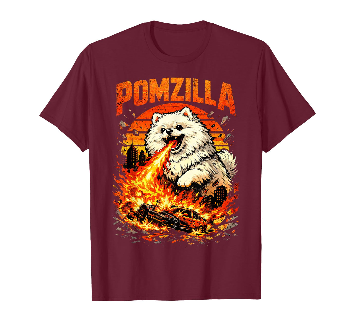 Pomzilla Pomeranian Dog Lover Vintage Monster Pom Dog T-Shirt