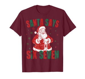 Retro Santa Says Six Seven 67 Meme Christmas T-Shirt