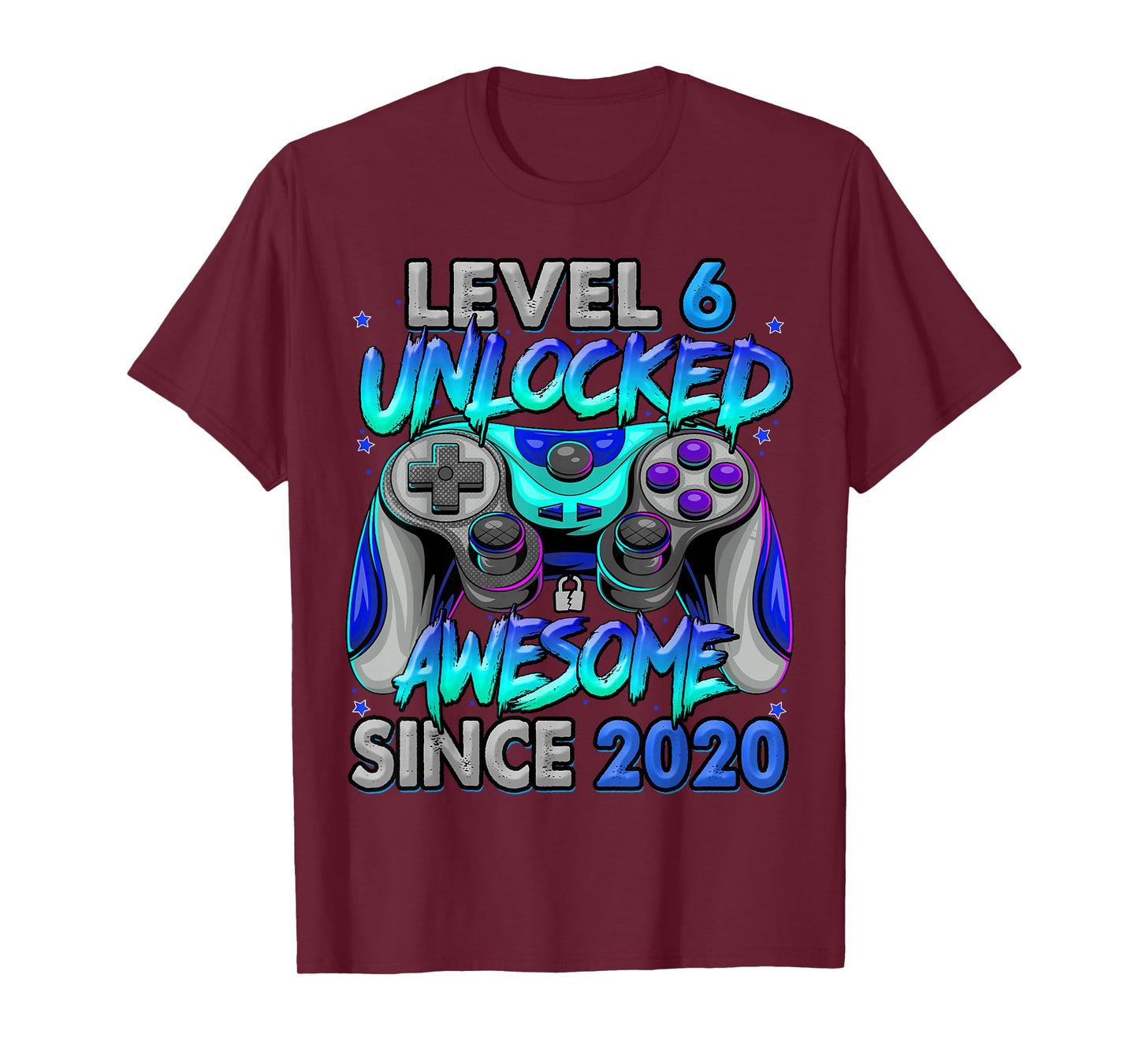 Level 6 Unlocked Awesome Since 2020 6th Birthday Gaming T-Shirt