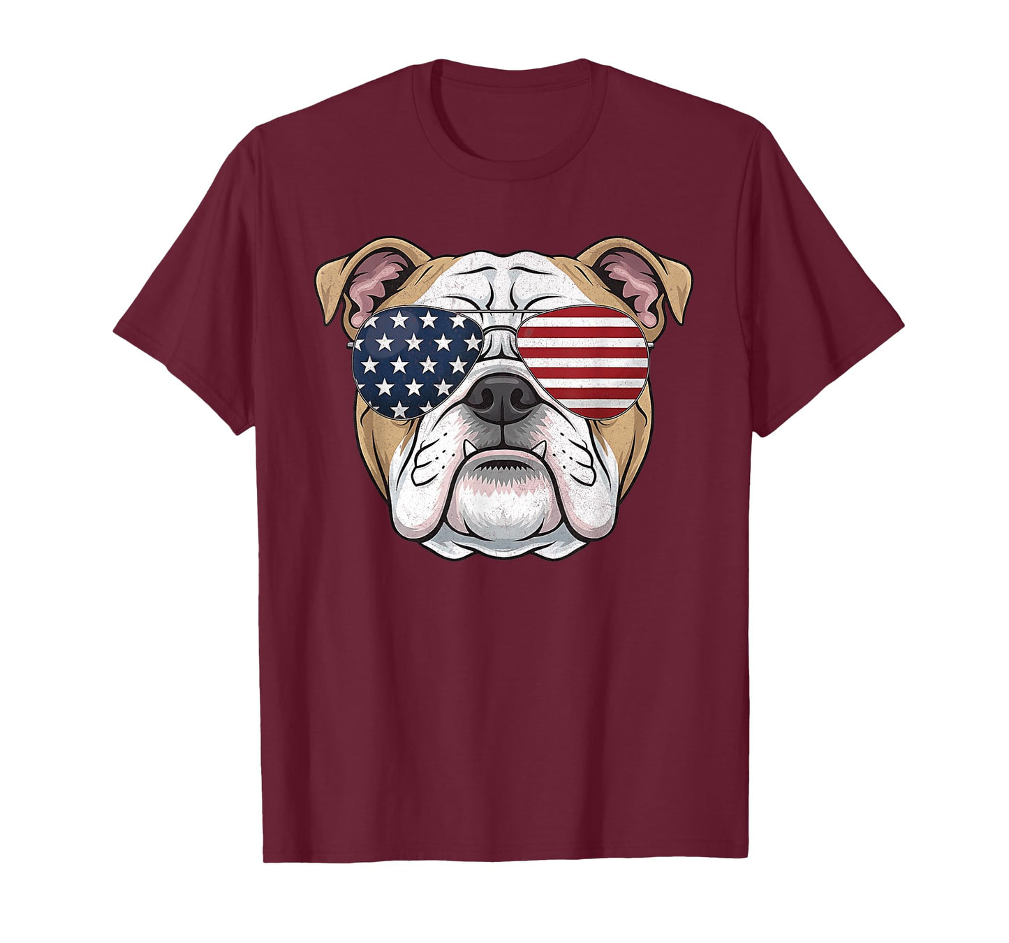 Bulldog Animal Graphic with USA Sunglasses T-Shirt