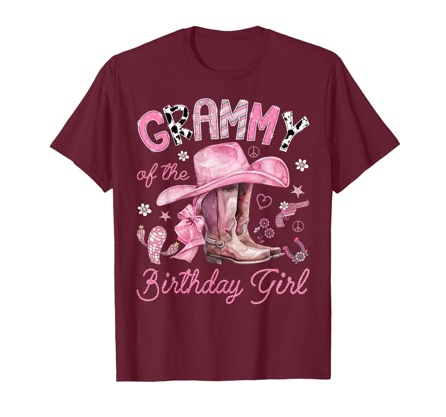 Grammy of The Birthday Girl Pink Cowgirl Western Rodeo T-Shirt