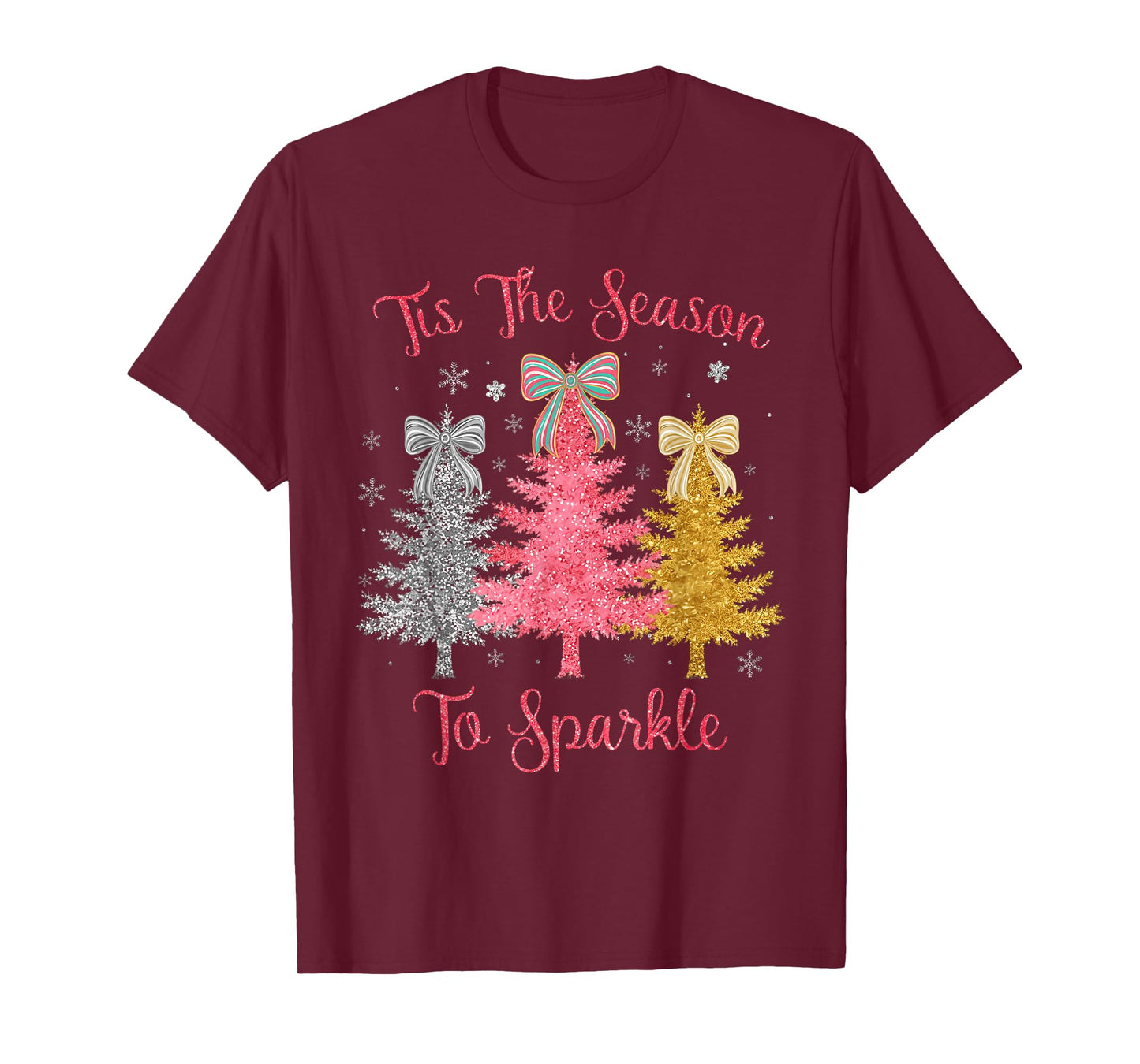 Tis The Season Sparkle Christmas Tree Xmas Womens Girls T-Shirt