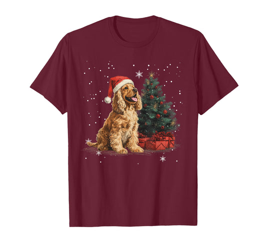 Funny Cocker Spaniel Dog Christmas Tree Women Men Kids T-Shirt