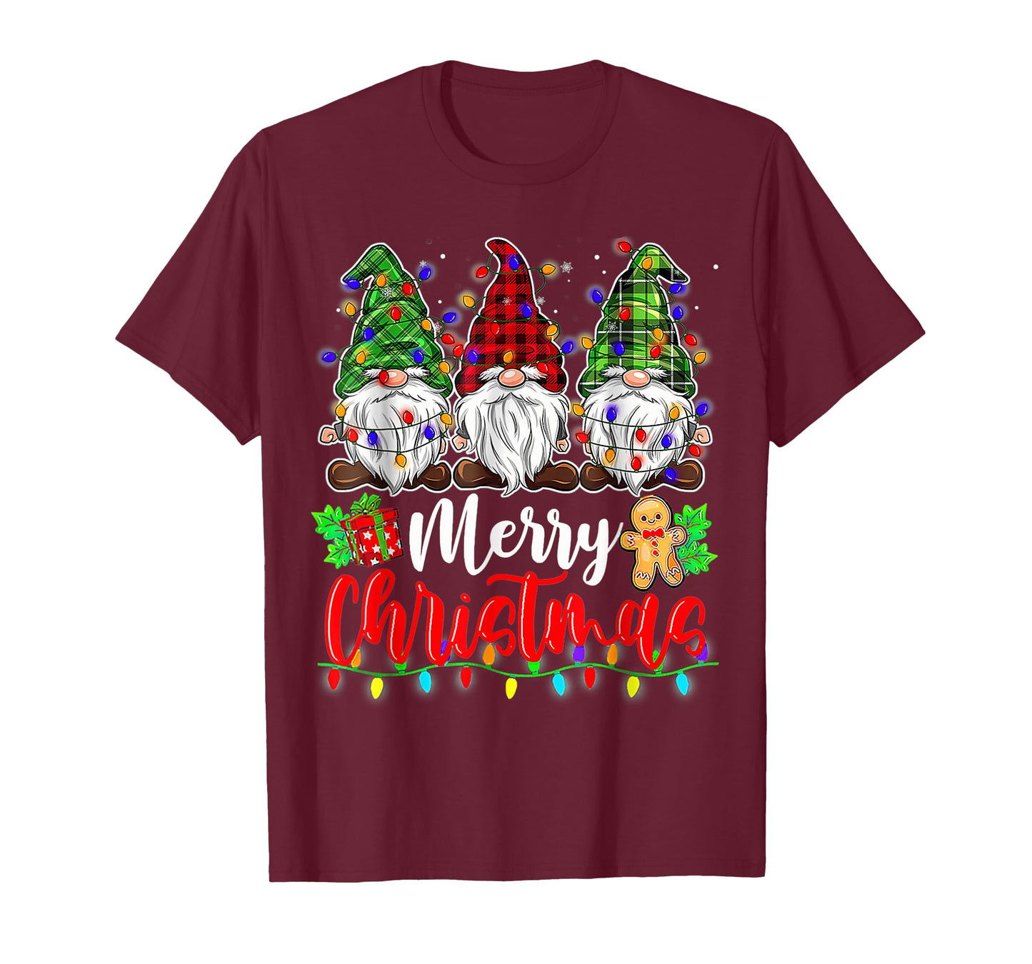 Gnomes Merry Christmas Light Gnome Xmas T-Shirt