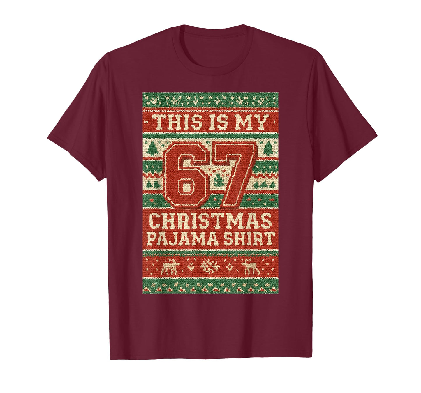 Six Seven 67 Meme 6 7 Holiday Christmas Pajamas Brain Rot T-Shirt