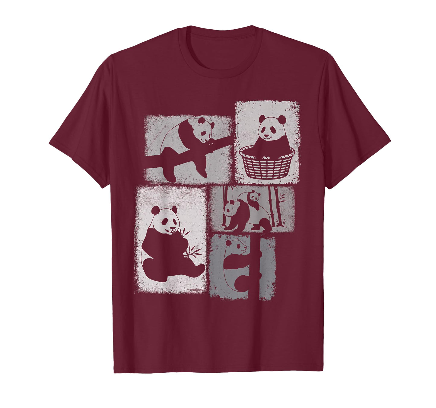 Panda Vintage Collage Bamboo Animal Lover T-Shirt