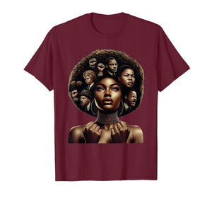 Afro Black Woman African Roots Melanin Black History Month T-Shirt