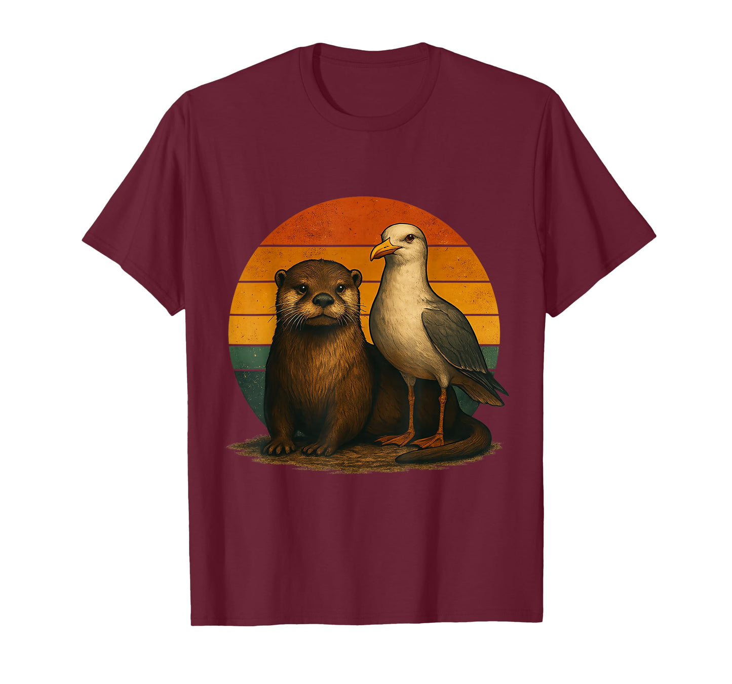 Otter Seagull Retro Animal Friends T-Shirt