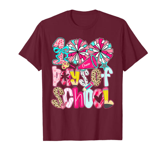 Preppy 100 Days of School Cheer Coquette Bow Kids Girls T-Shirt