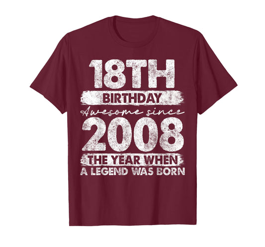 18 Year Old Gifts Vintage 2008 Limited Edition 18th Birthday T-Shirt