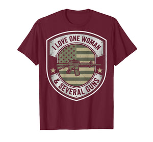 I Love One Woman & Several Guns Husband Funny Gun (on Back) T-Shirt