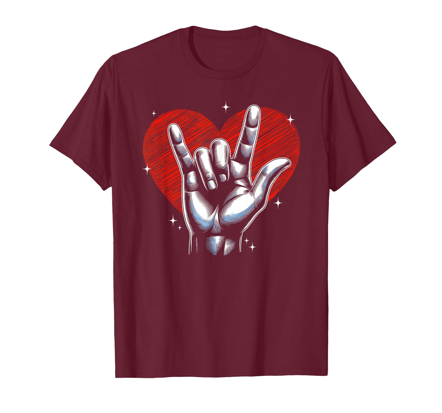 I Love You Hand Sign ASL Heart Women Kids Men Valentine T-Shirt