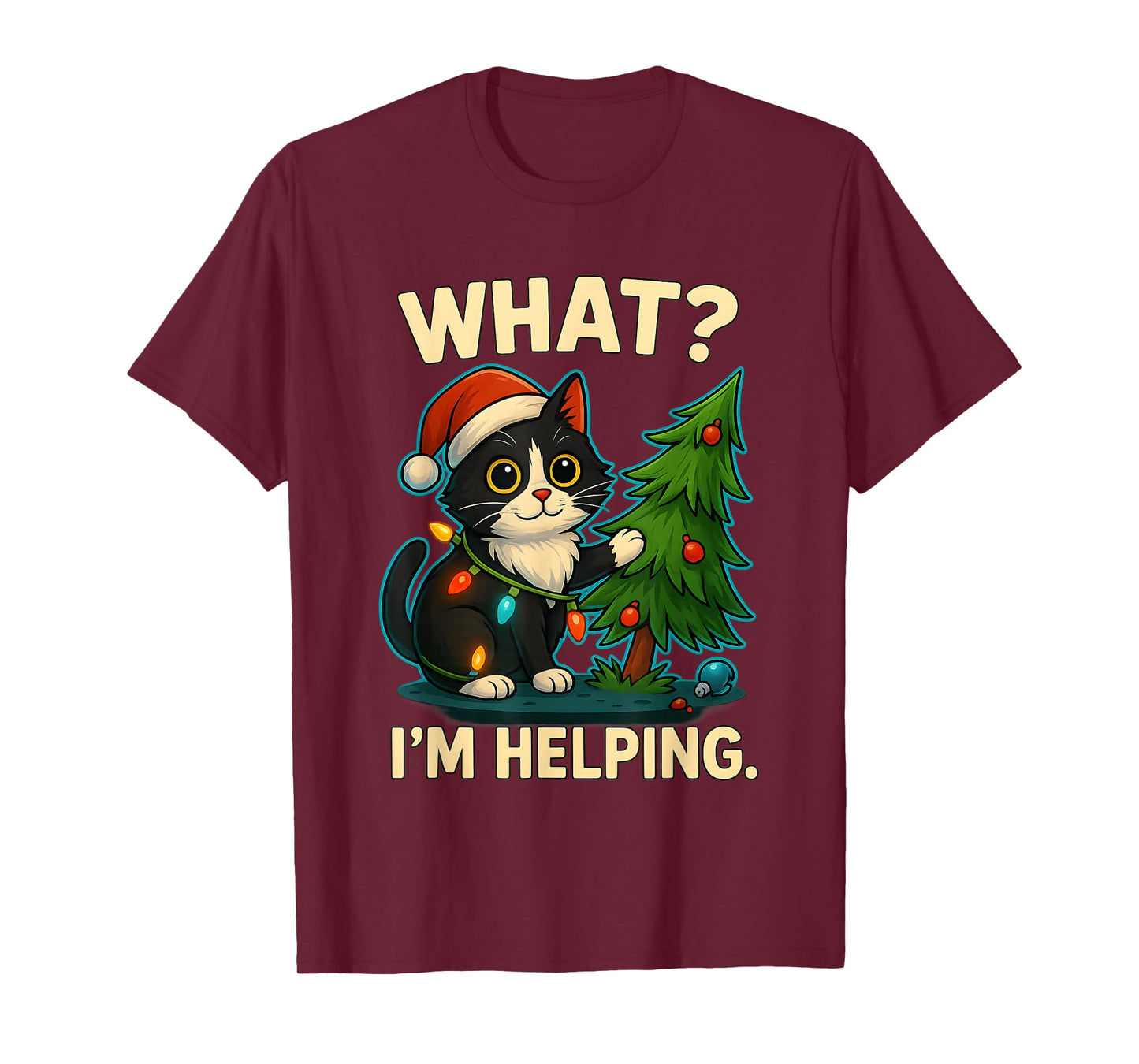 Funny Christmas Cat What I’m Helping Holiday Tuxedo Cats T-Shirt
