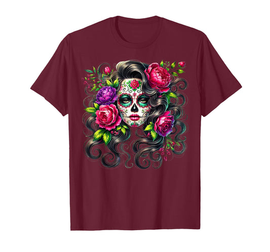 Dia De Muertos La Catrina Day of The Dead Sugar Skull Women T-Shirt