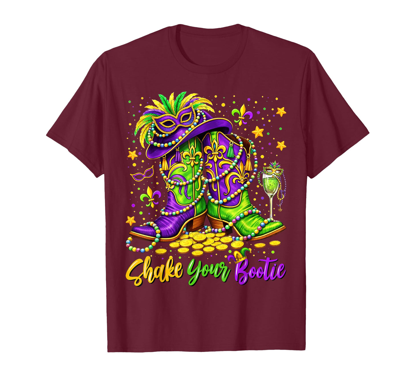 Shake Your Bootie Western Howdy Mardi Gras Boots Cowgirl T-Shirt