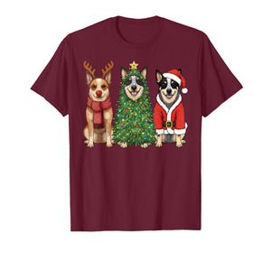 Retro Christmas Blue Heeler Santa Reindeer Dog Lover T-Shirt