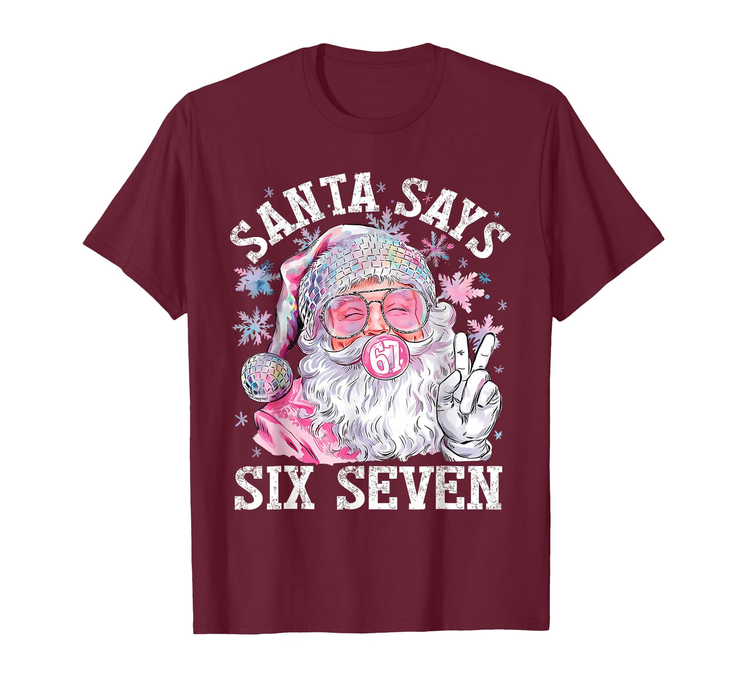 Funny Santa Says Six Seven Christmas 67 Meme Xmas Boys Girls T-Shirt
