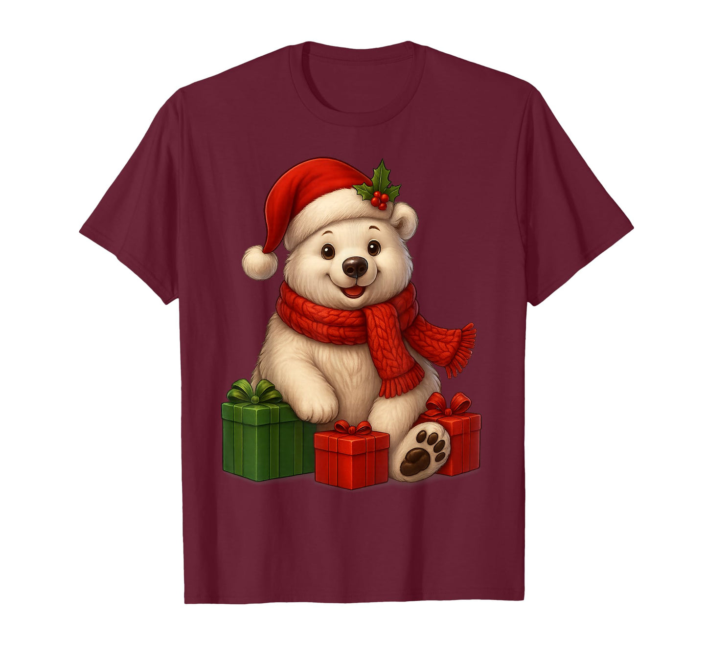Xmas Holiday Santa Hat Polar Bear Christmas T-Shirt