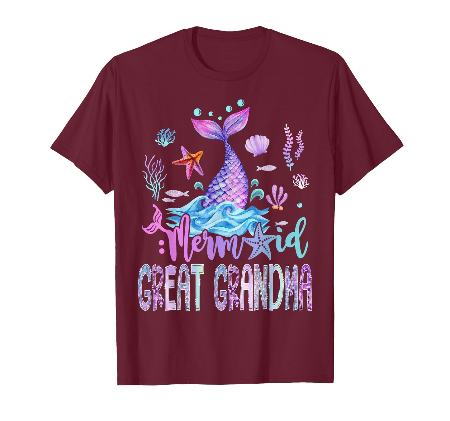 Mermaid Great Grandma Family Matching Birthday Girl Party T-Shirt