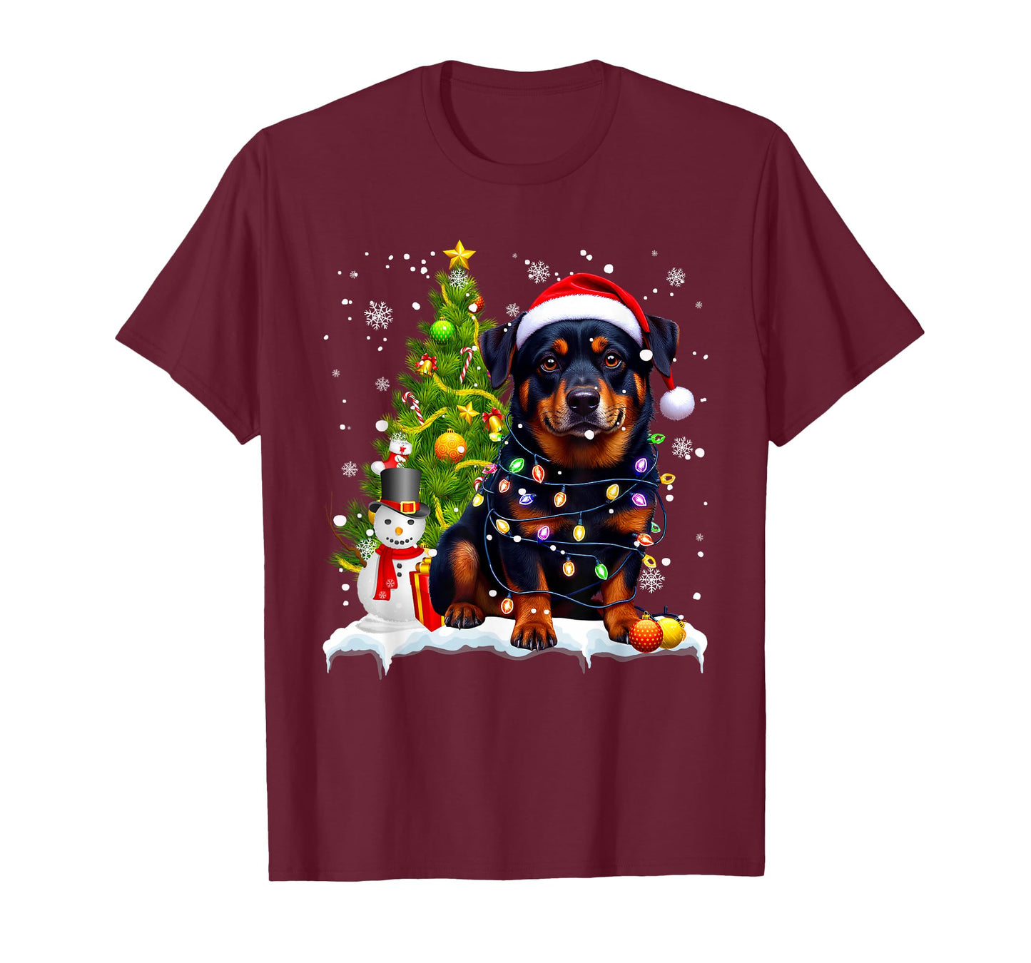 Christmas Dog Rottweiler Santa Xmas Wiener Women Men Kids T-Shirt
