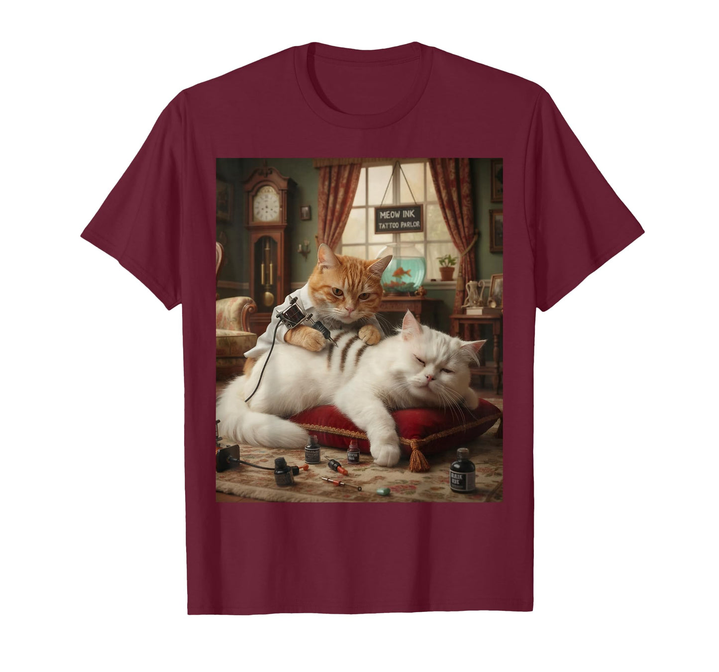 Cat Tattooing Cat Funny Meme Inked Kitty Humor Tattoo Artist T-Shirt