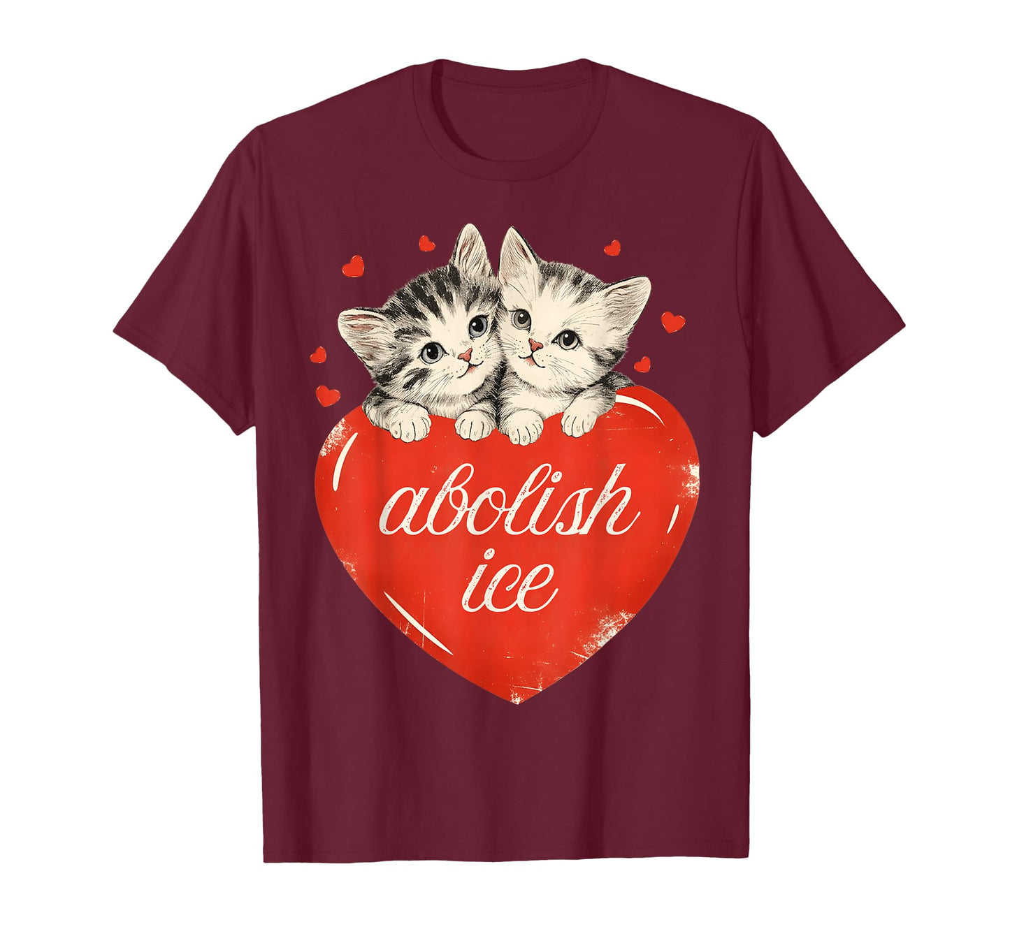 Funny Abolish ICE, Cute Cat Valentines Women Girl T-Shirt