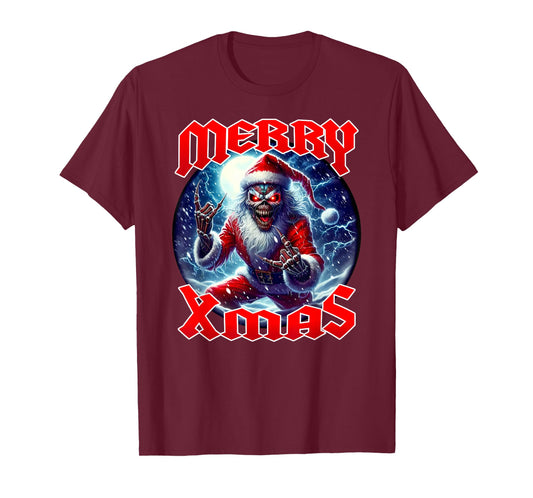 Merry Christmas Heavy Metal Band Death Metal Vintage Santa T-Shirt