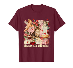 Love is All You Need Cute Valentine Cat Gift T-Shirt