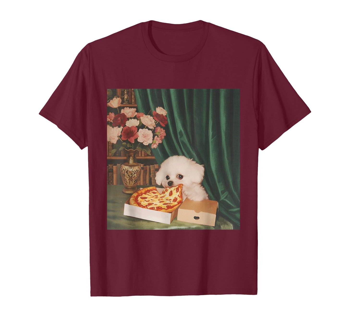 Retro Vintage Dog Eating Pizza Funny Dog Meme Men Women Kids T-Shirt