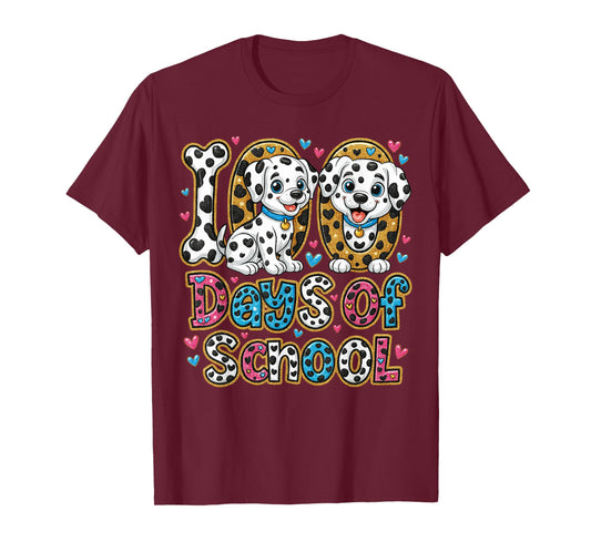 Preppy 100 Days of School Dalmatian Dog Teachers Kids T-Shirt