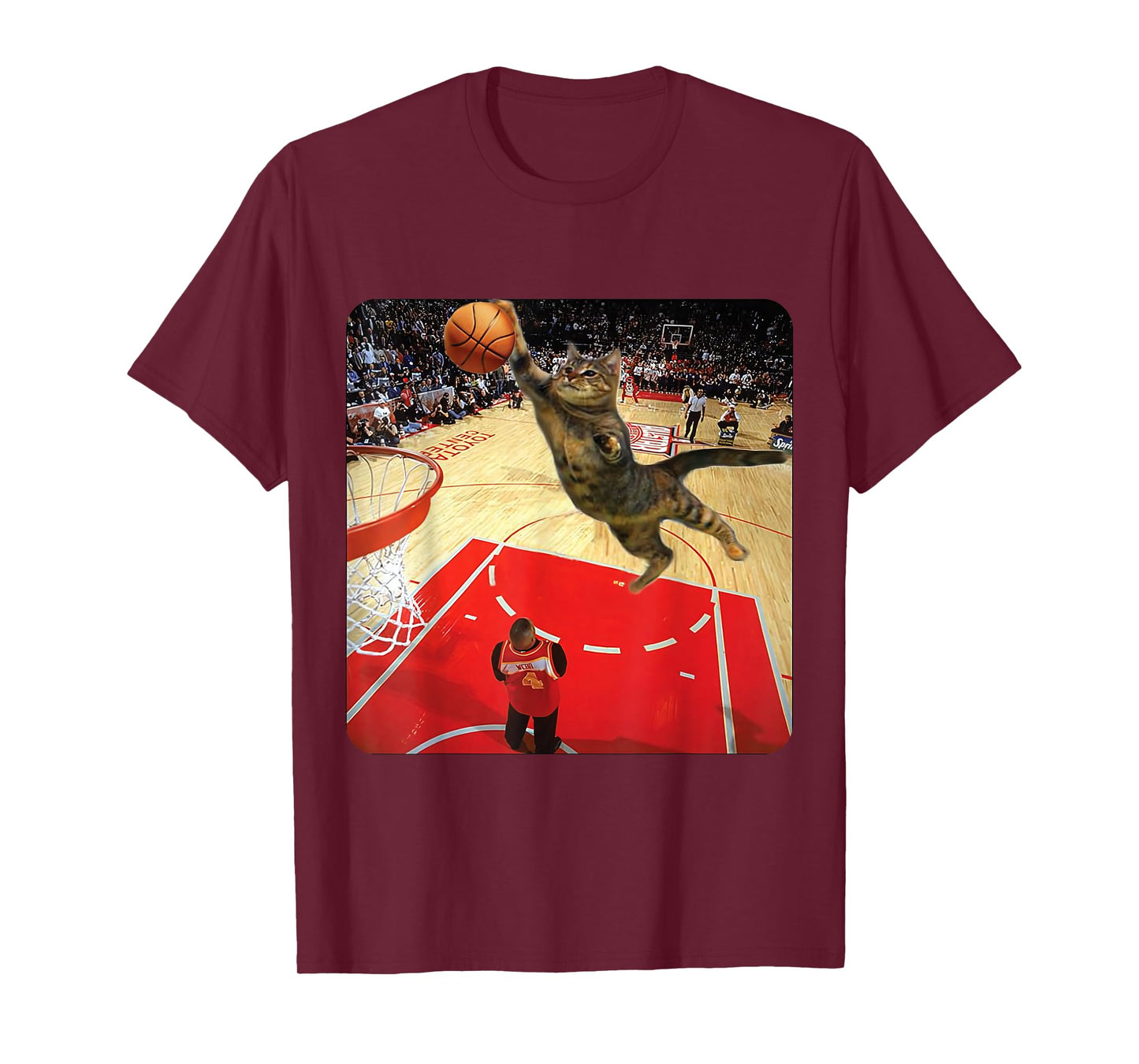 Vintage Funny Cat Dunking Basketball Meme Humor Cat Lovers T-Shirt