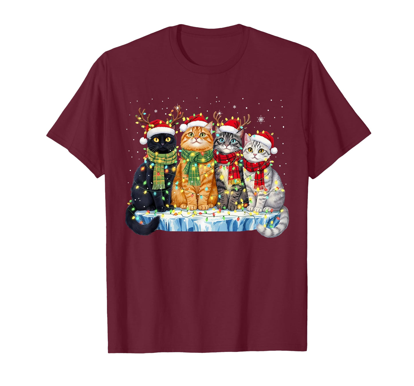 Cute Christmas Cats Funny Xmas Holiday Kitten Lover Graphic T-Shirt