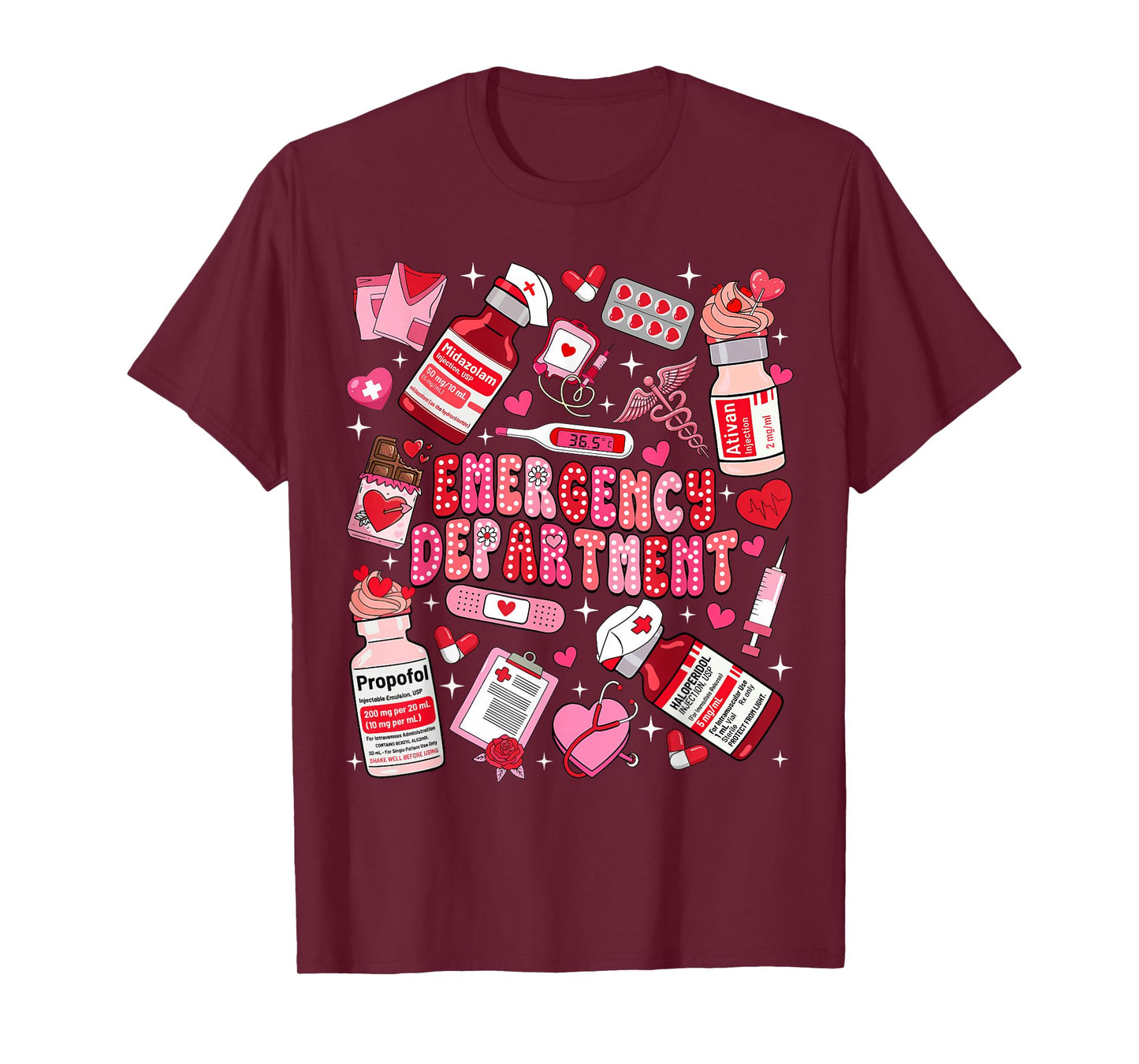 Retro Emergency Department ED ER Nurse Valentines Day Women T-Shirt