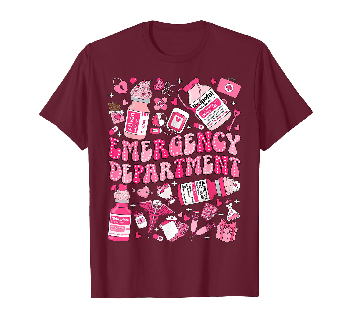 Retro Emergency Department ED ER Nurse Valentines Day Women T-Shirt